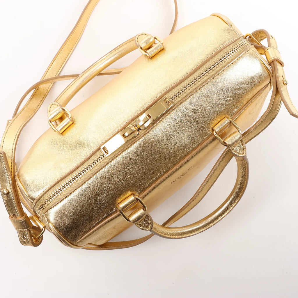 Saint Laurent Paris Baby Duffle Leather 2Way Handbag in Gold 330958