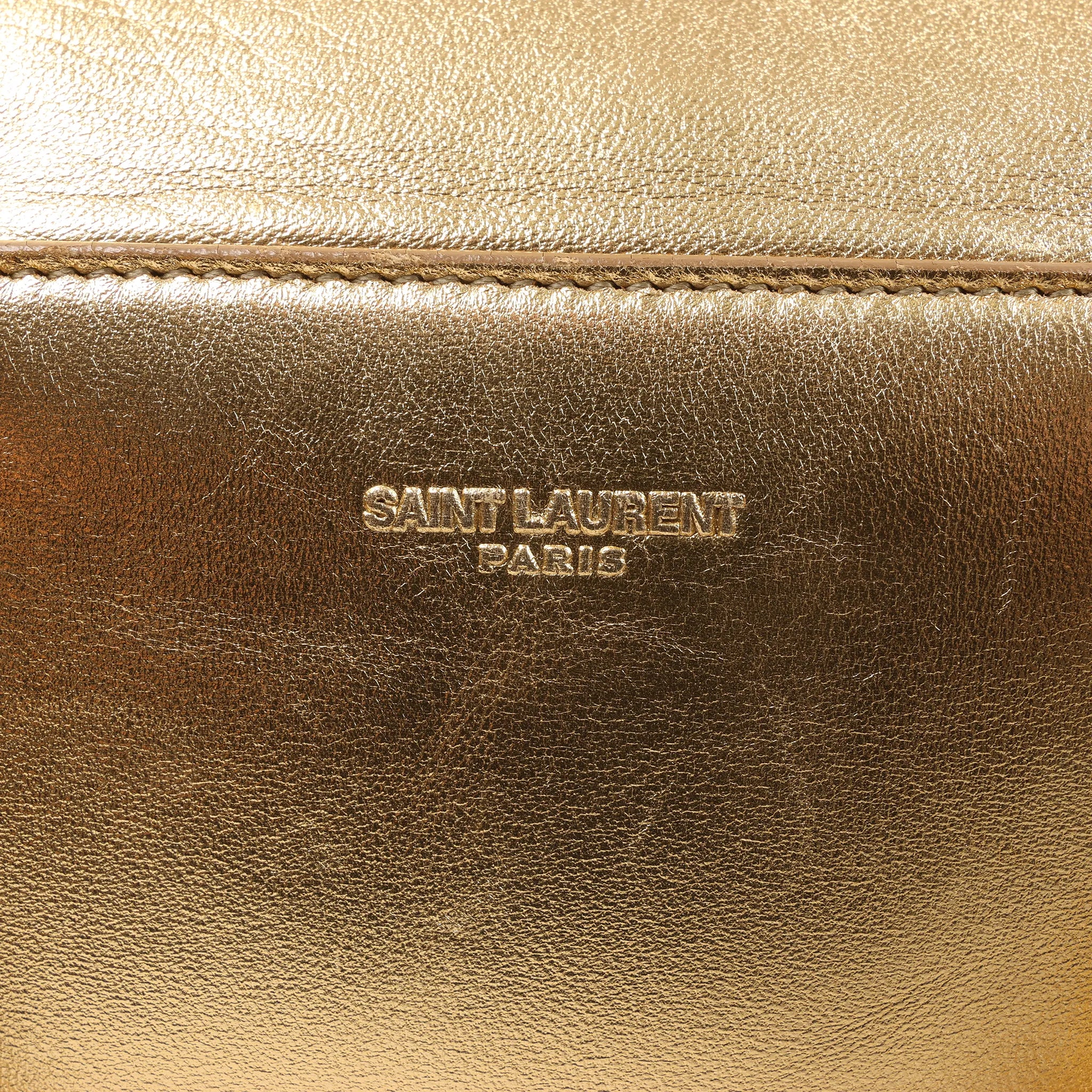 Saint Laurent Paris Baby Duffle Leather 2Way Handbag in Gold 330958