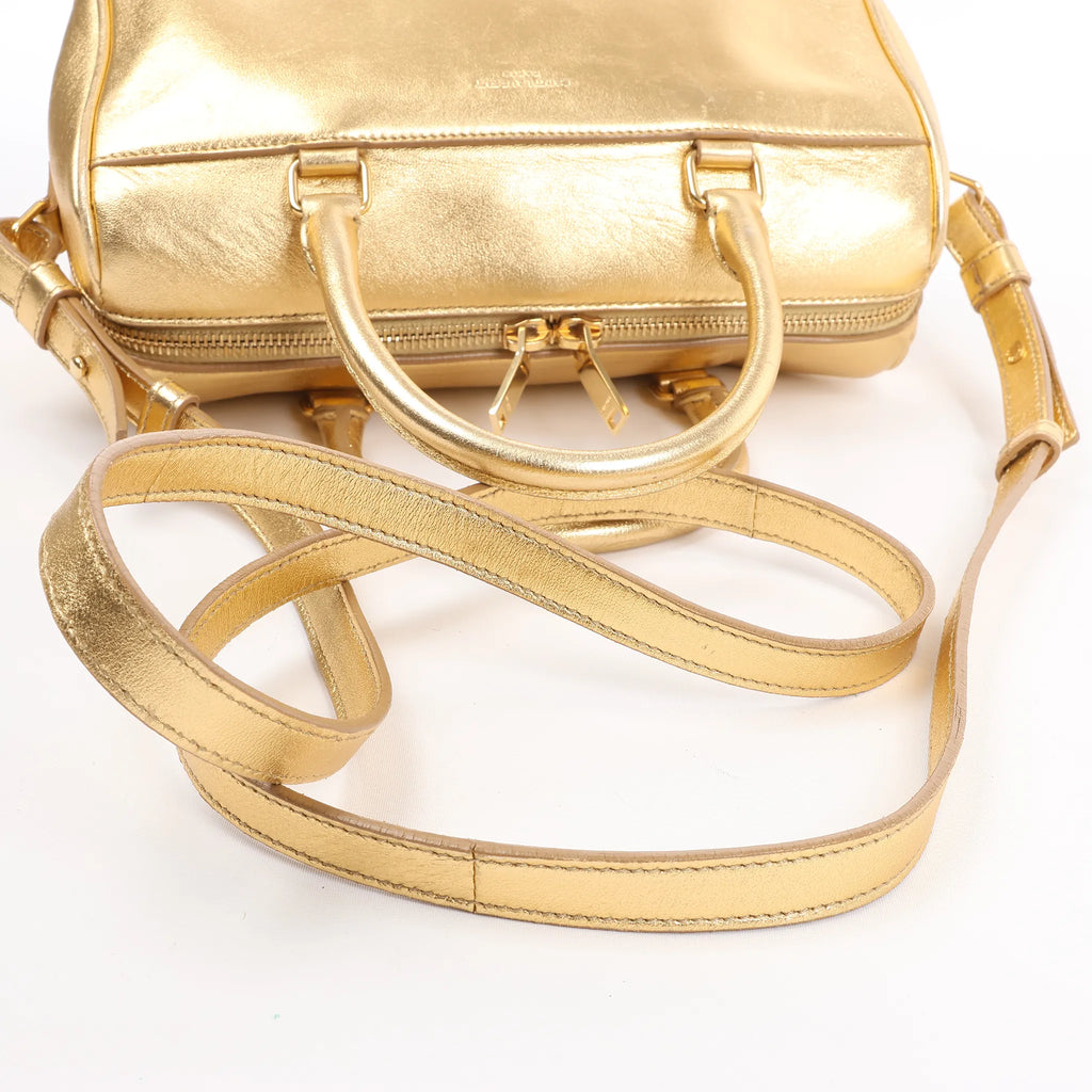 Saint Laurent Paris Baby Duffle Leather 2Way Handbag in Gold 330958