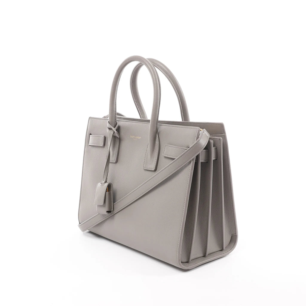 Saint Laurent Paris Sac de Jour Baby Leather 2Way Handbag in Gray 398710