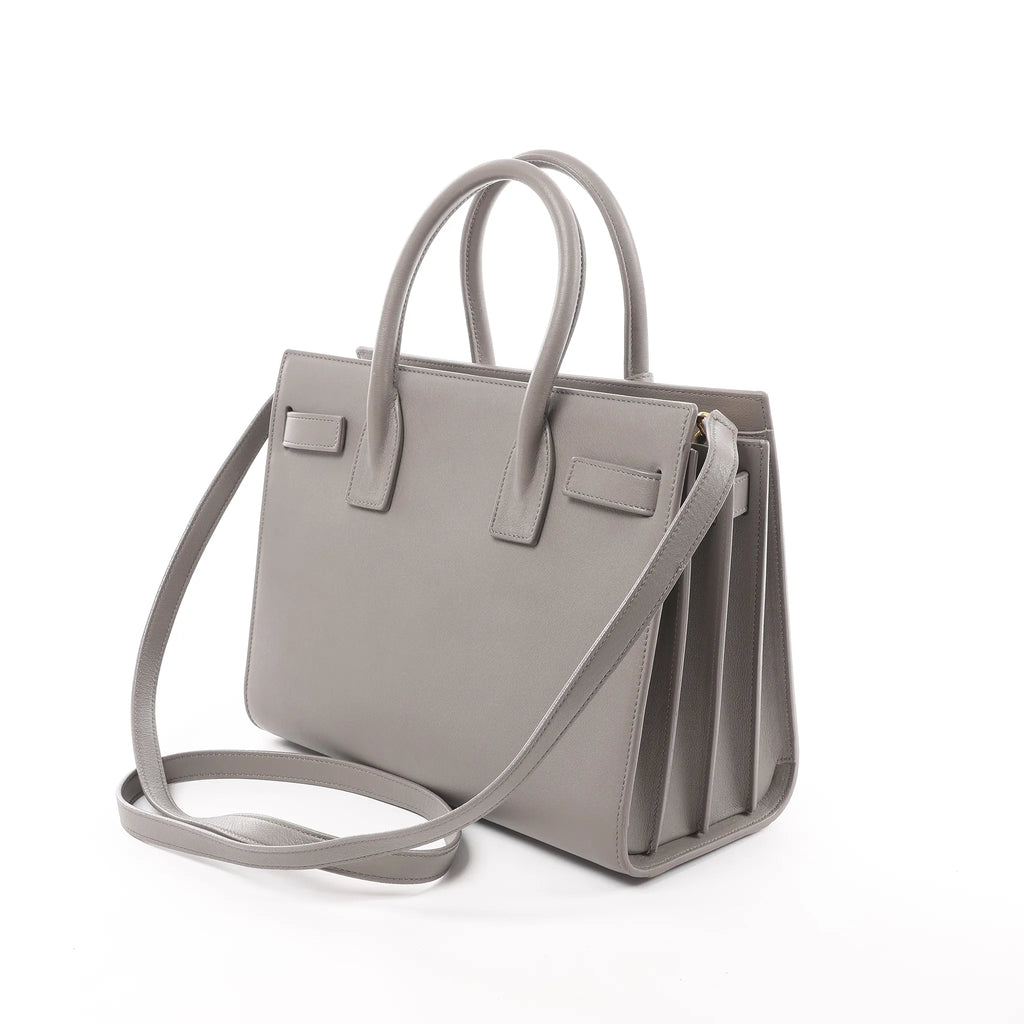 Saint Laurent Paris Sac de Jour Baby Leather 2Way Handbag in Gray 398710