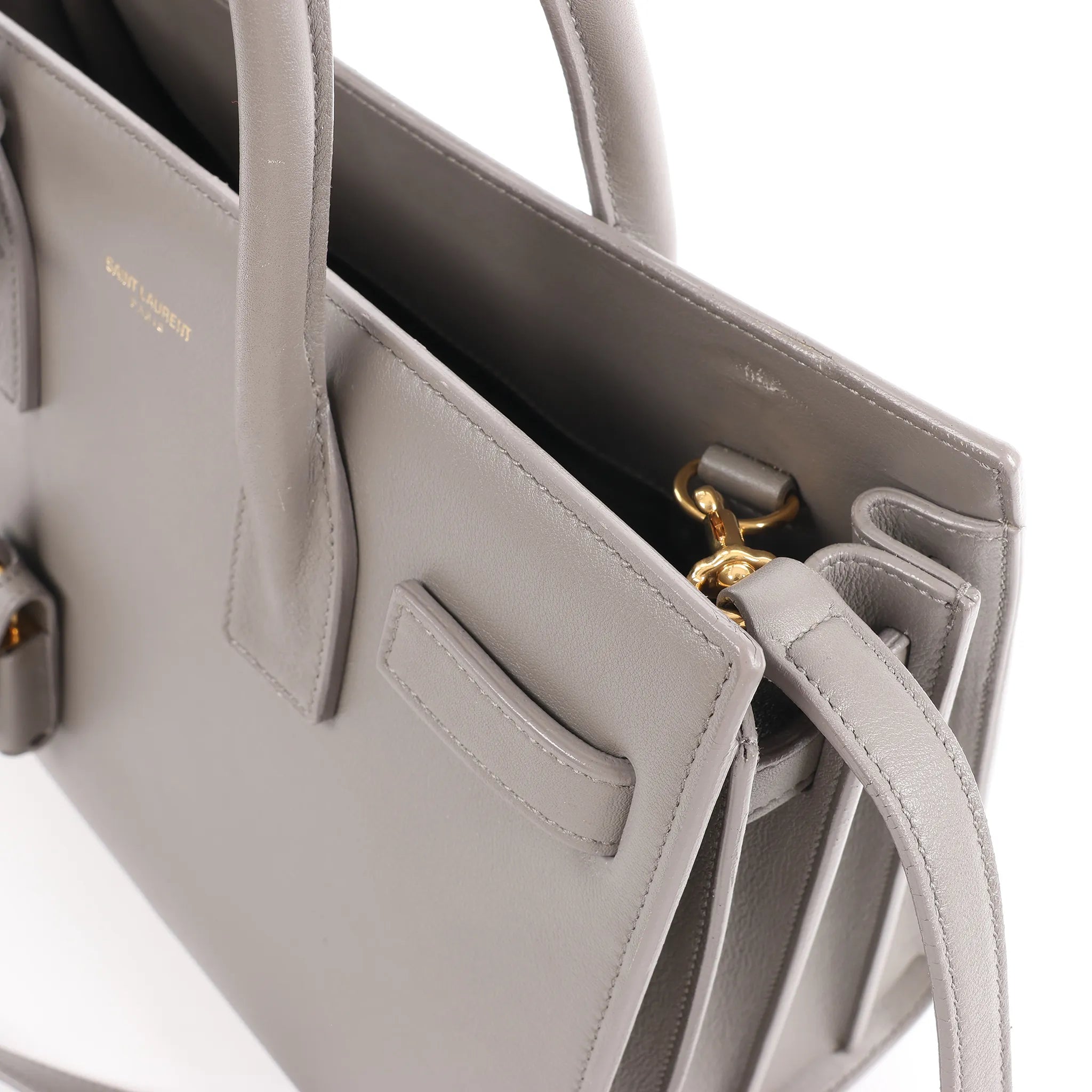Saint Laurent Paris Sac de Jour Baby Leather 2Way Handbag in Gray 398710