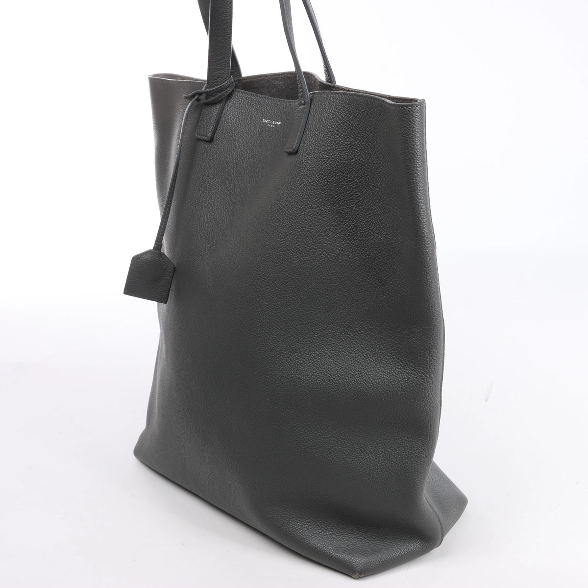 Saint Laurent Paris Bold Leather Tote Shoulder Bag in Gray 676657