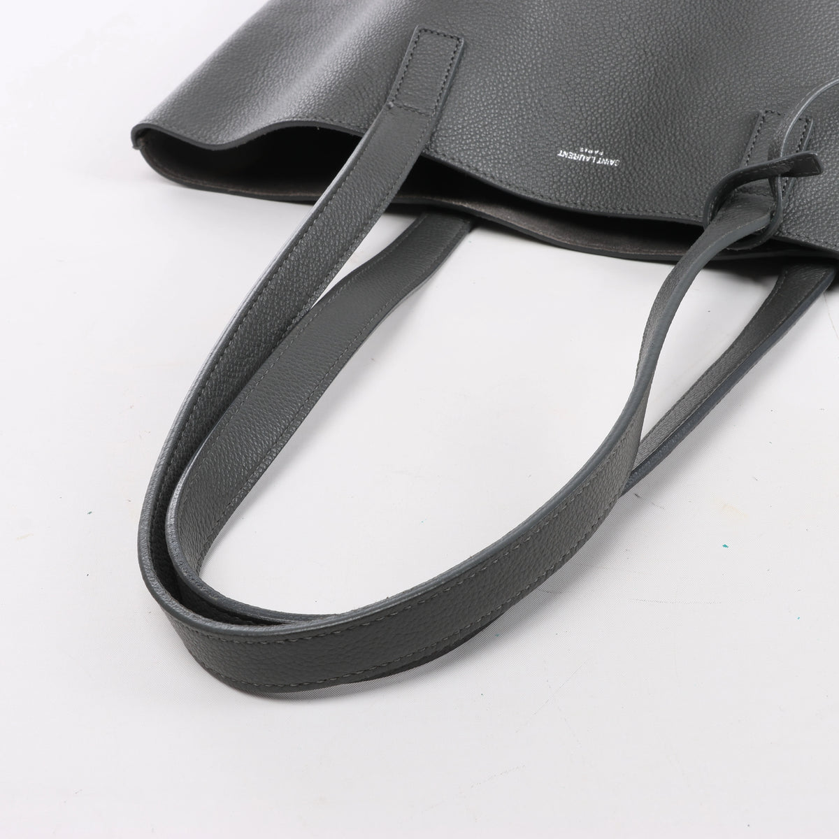 Saint Laurent Paris Bold Leather Tote Shoulder Bag in Gray 676657