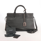 Saint Laurent Cabas Rive Gauche Leather x Suede 2Way Handbag in Dark Gray 436620