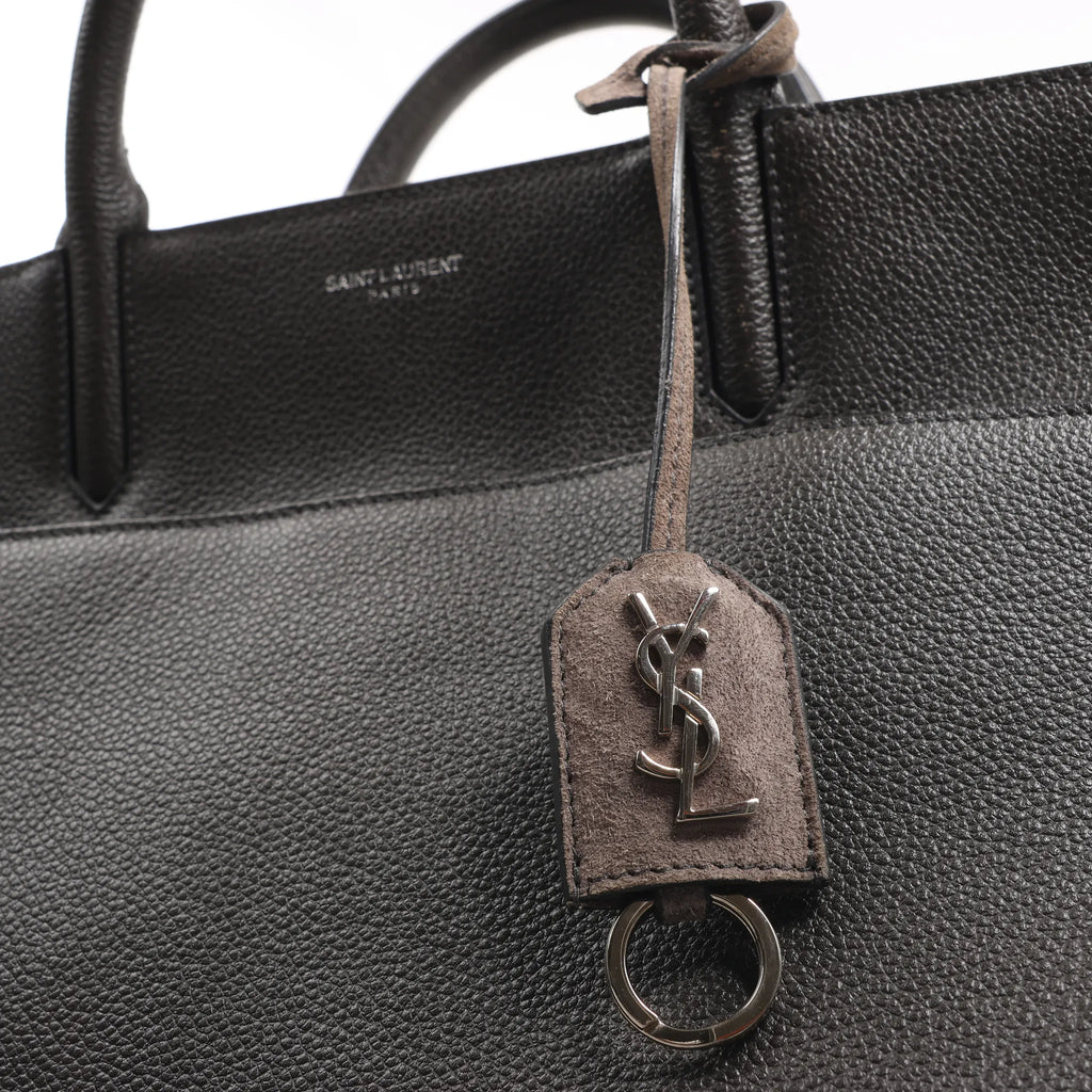 Saint Laurent Cabas Rive Gauche Leather x Suede 2Way Handbag in Dark Gray 436620