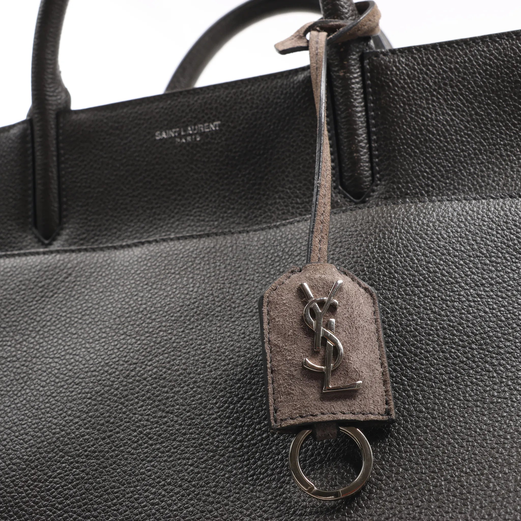 Saint Laurent Cabas Rive Gauche Leather x Suede 2Way Handbag in Dark Gray 436620