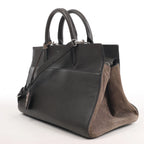 Saint Laurent Cabas Rive Gauche Leather x Suede 2Way Handbag in Dark Gray 436620