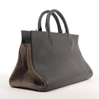 Saint Laurent Cabas Rive Gauche Leather x Suede 2Way Handbag in Dark Gray 436620