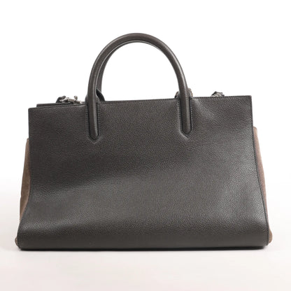 Saint Laurent Cabas Rive Gauche Leather x Suede 2Way Handbag in Dark Gray 436620