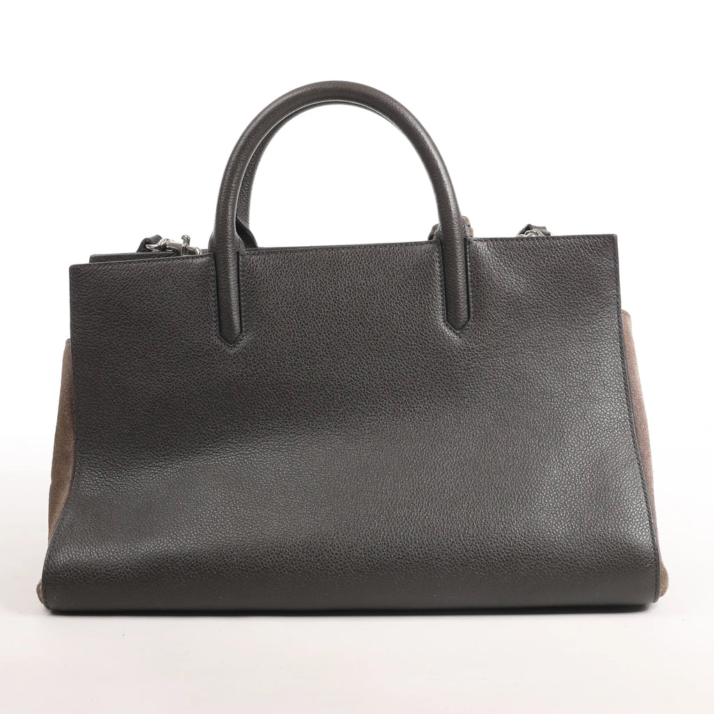Saint Laurent Cabas Rive Gauche Leather x Suede 2Way Handbag in Dark Gray 436620
