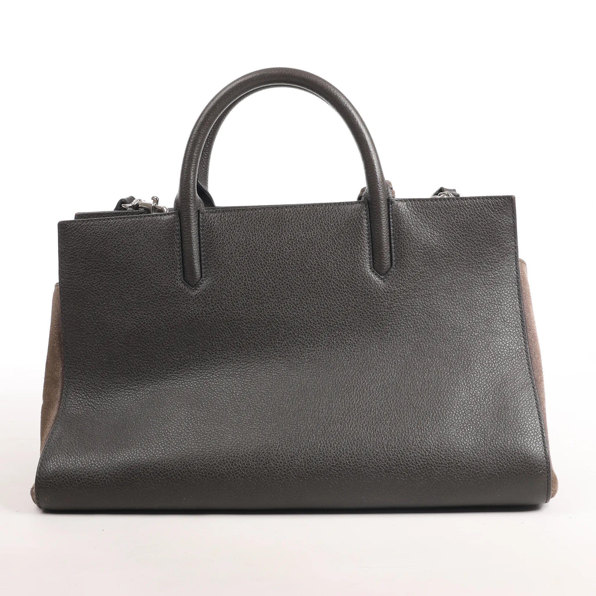 Saint Laurent Cabas Rive Gauche Leather x Suede 2Way Handbag in Dark Gray 436620