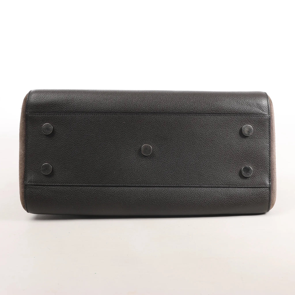 Saint Laurent Cabas Rive Gauche Leather x Suede 2Way Handbag in Dark Gray 436620