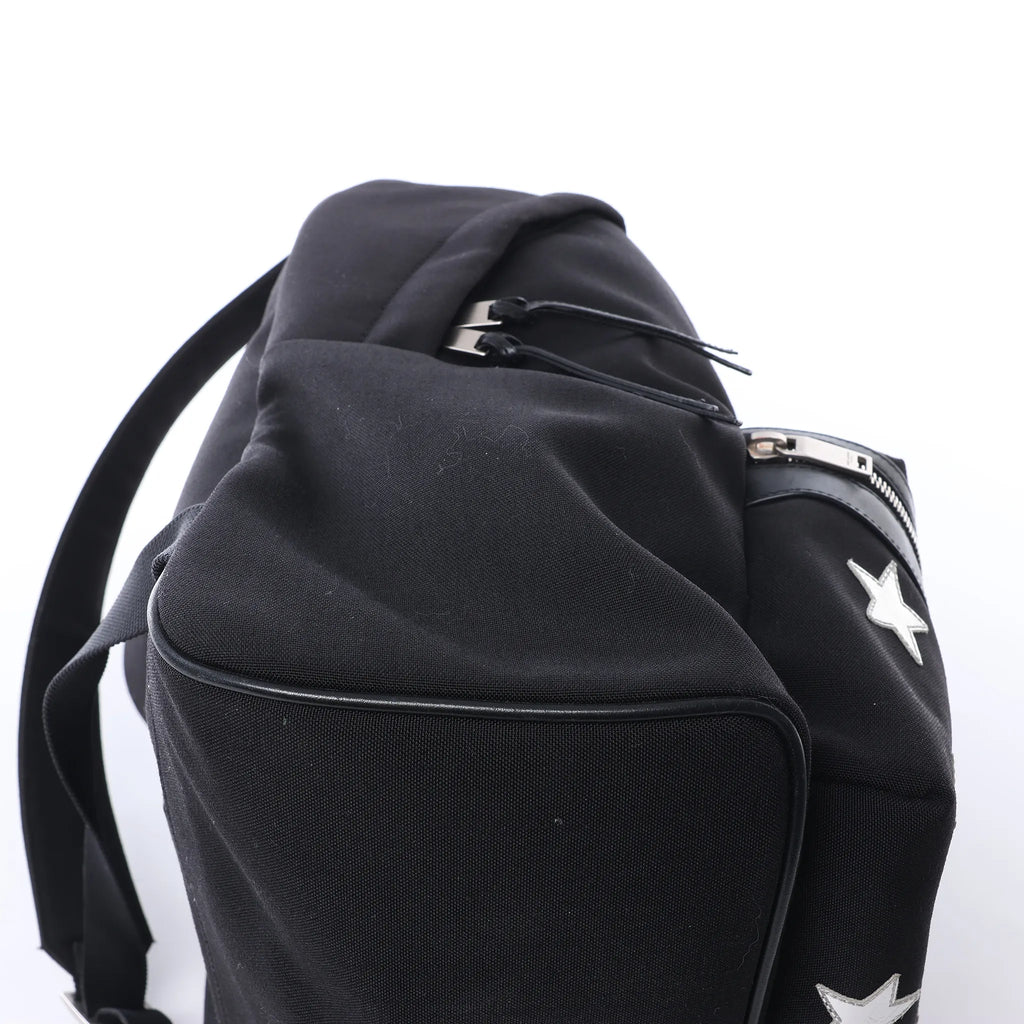 Saint Laurent Paris City Canvas & Leather Backpack in Black × Silver 534968