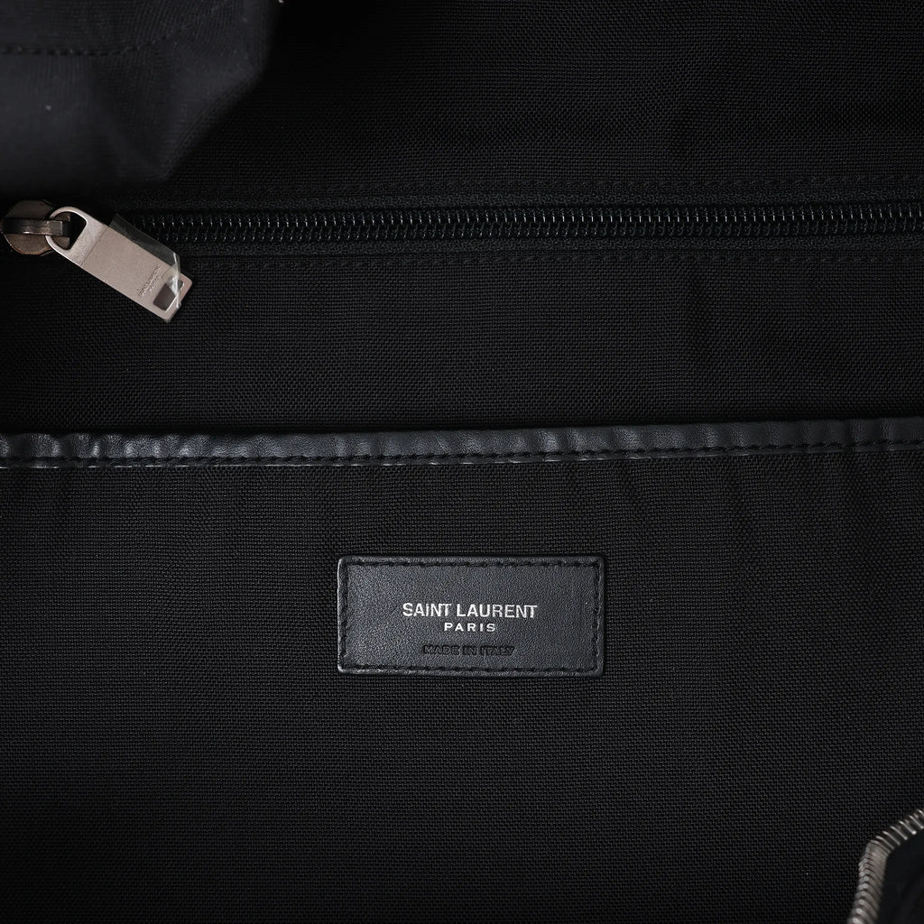Saint Laurent Paris City Canvas & Leather Backpack in Black × Silver 534968