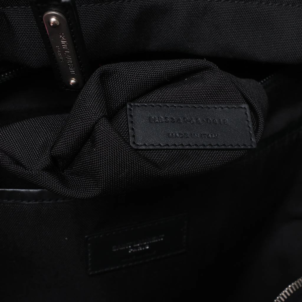 Saint Laurent Paris City Canvas & Leather Backpack in Black × Silver 534968