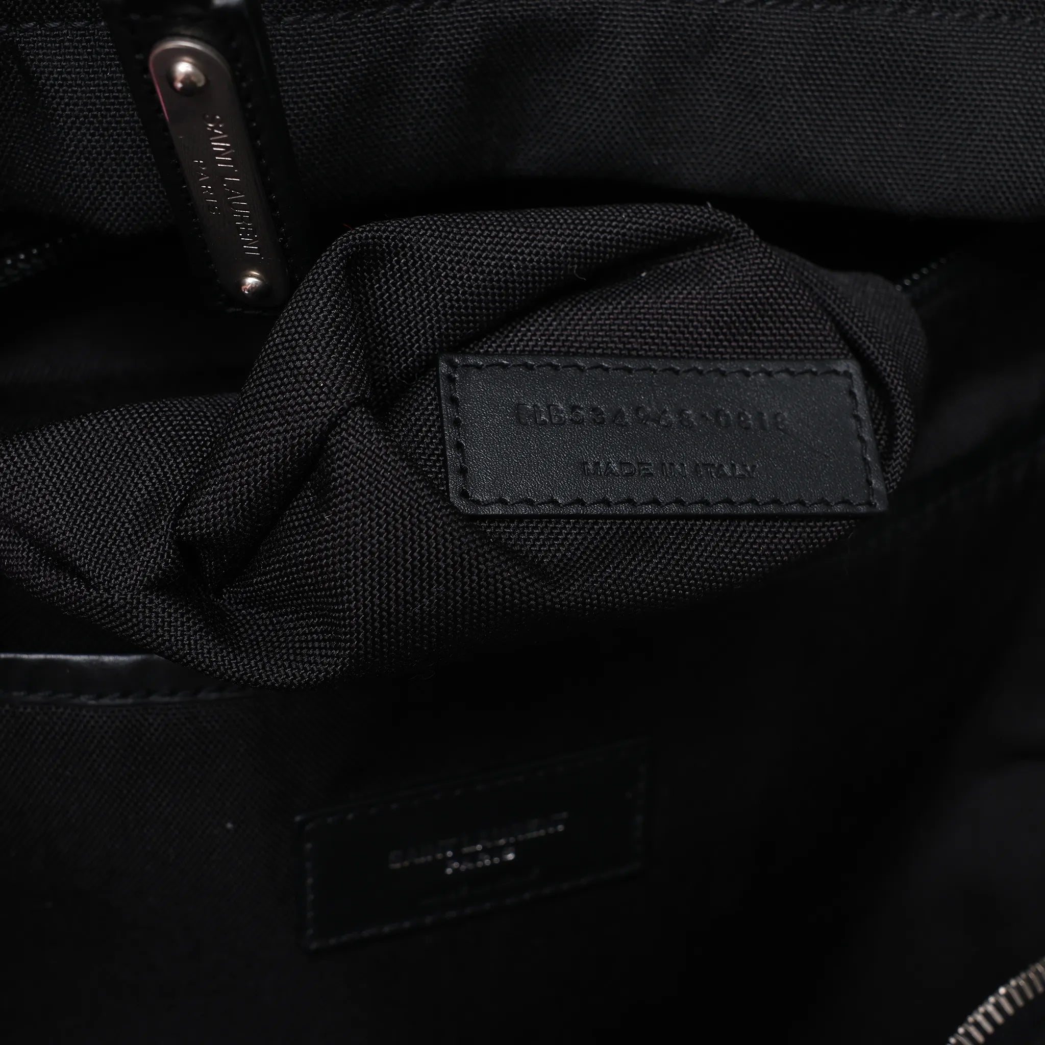 Saint Laurent Paris City Canvas & Leather Backpack in Black × Silver 534968