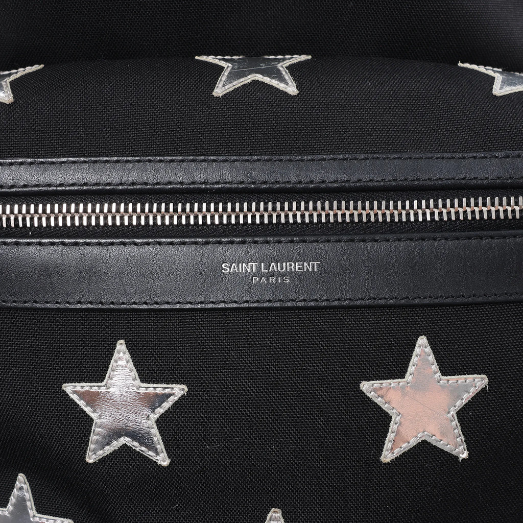 Saint Laurent Paris City Canvas & Leather Backpack in Black × Silver 534968