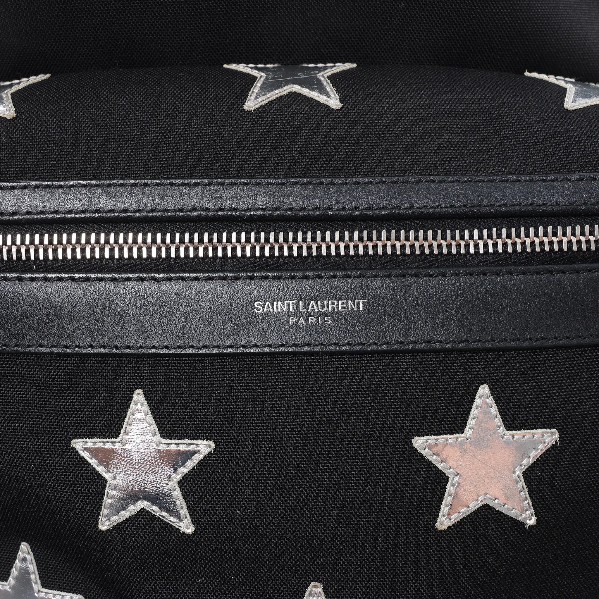 Saint Laurent Paris City Canvas & Leather Backpack in Black × Silver 534968
