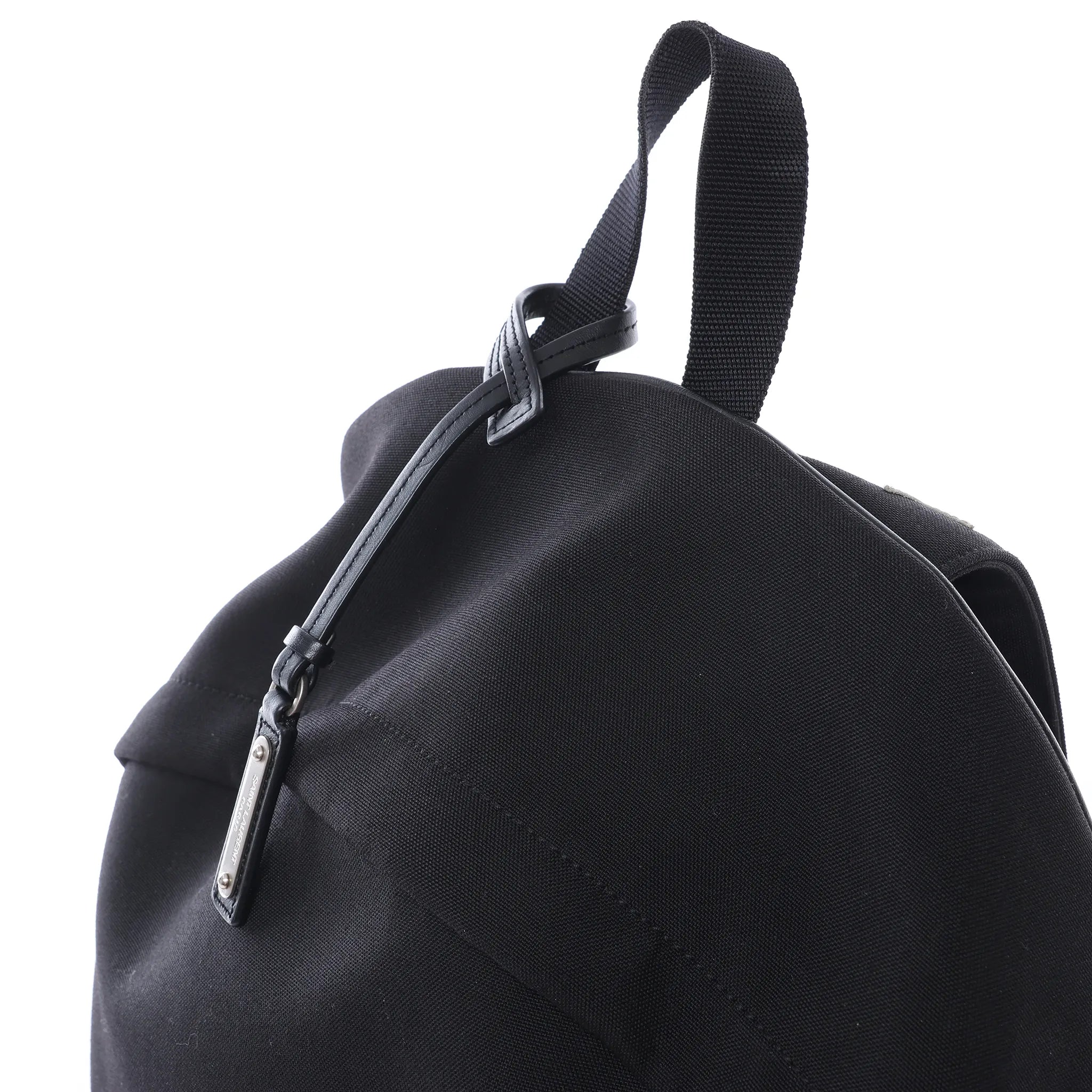 Saint Laurent Paris City Canvas & Leather Backpack in Black × Silver 534968