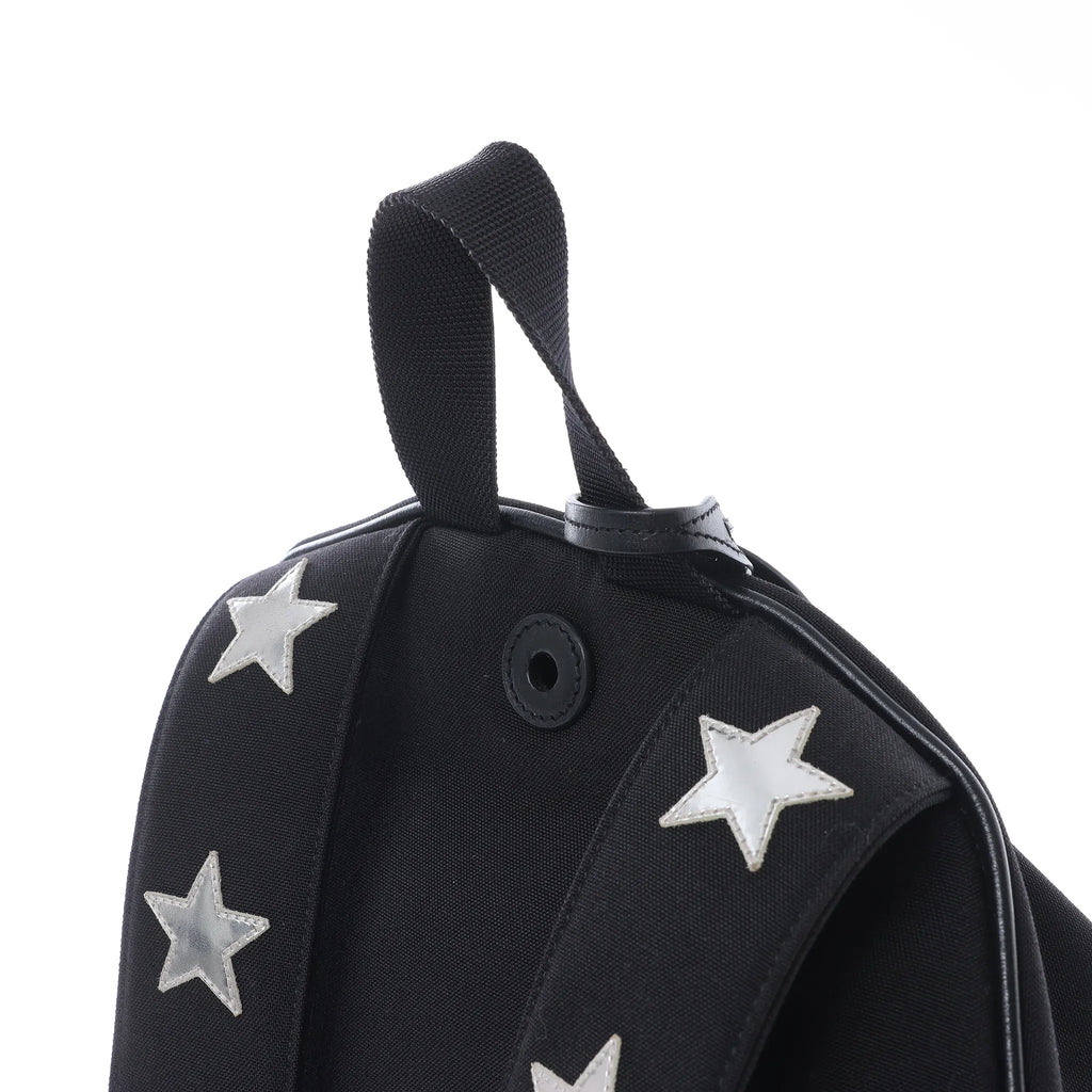 Saint Laurent Paris City Canvas & Leather Backpack in Black × Silver 534968