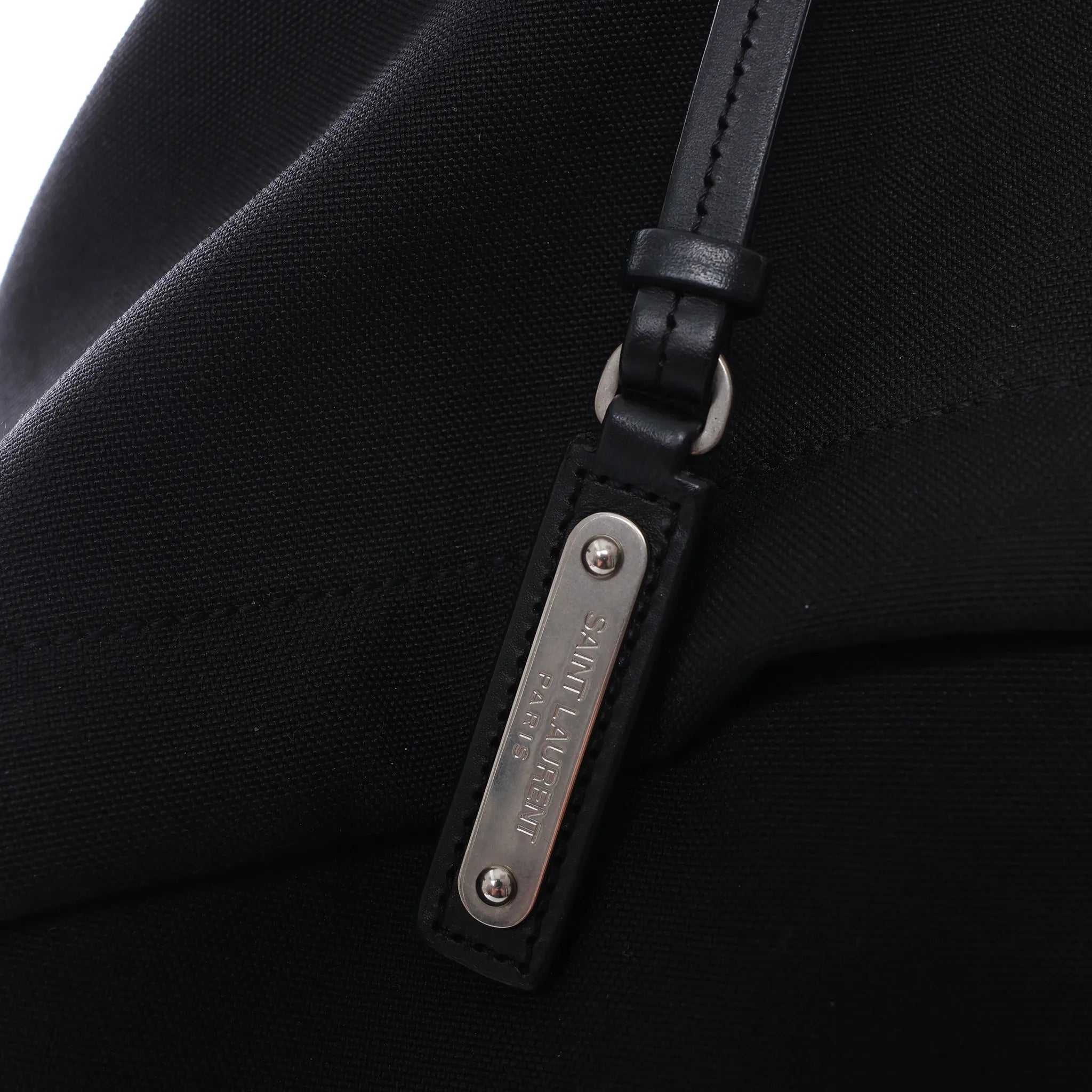 Saint Laurent Paris City Canvas & Leather Backpack in Black × Silver 534968