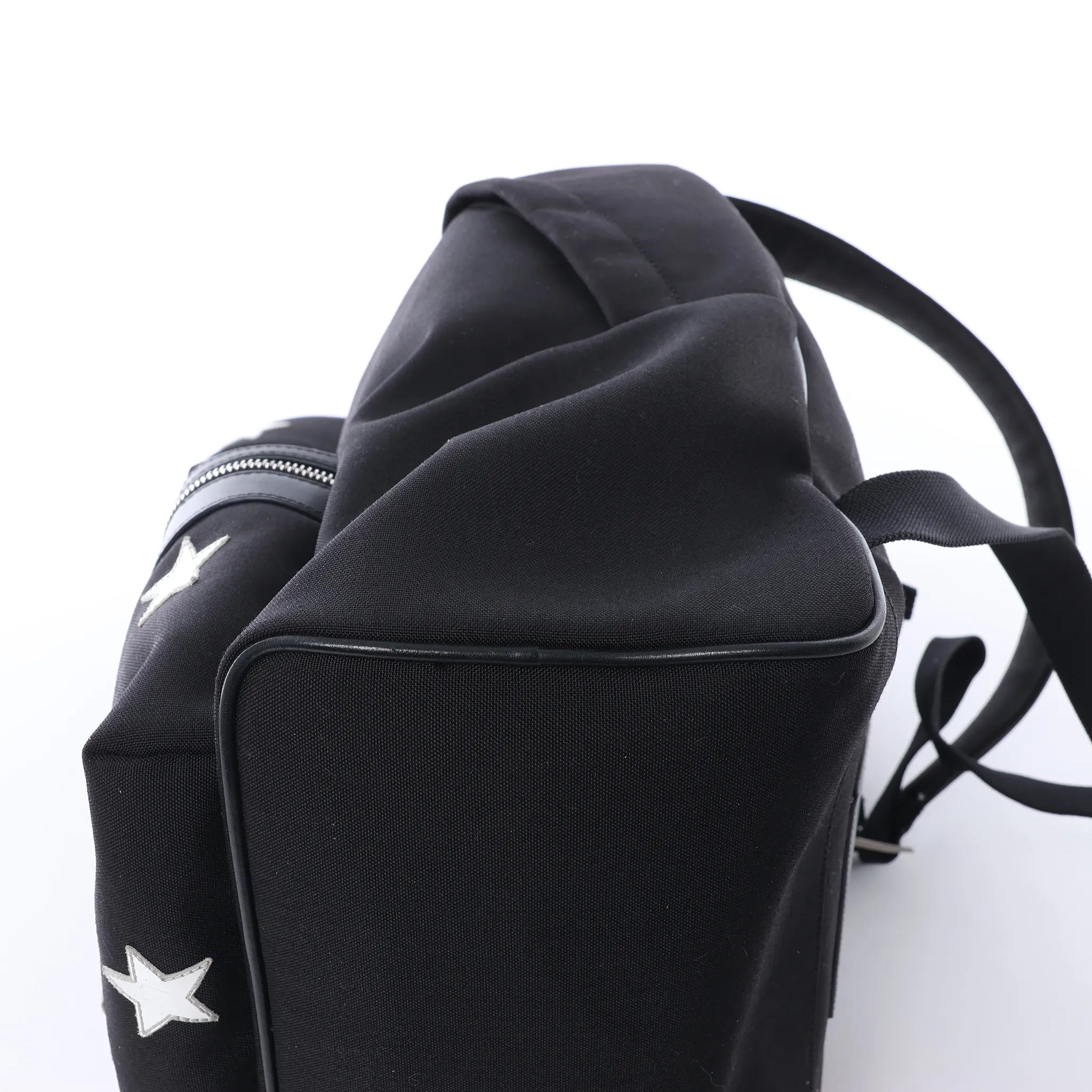 Saint Laurent Paris City Canvas & Leather Backpack in Black × Silver 534968