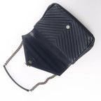 Saint Laurent Paris College Monogramme Leather Chain Handbag in Navy Blue 392738