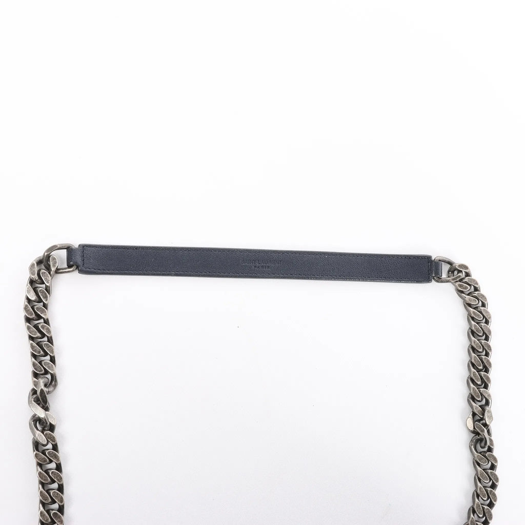 Saint Laurent Paris College Monogramme Leather Chain Handbag in Navy Blue 392738