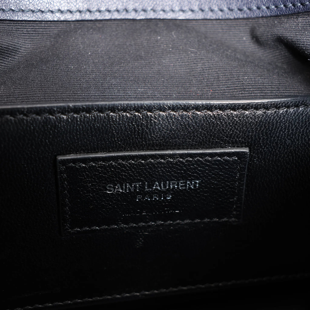 Saint Laurent Paris College Monogramme Leather Chain Handbag in Navy Blue 392738
