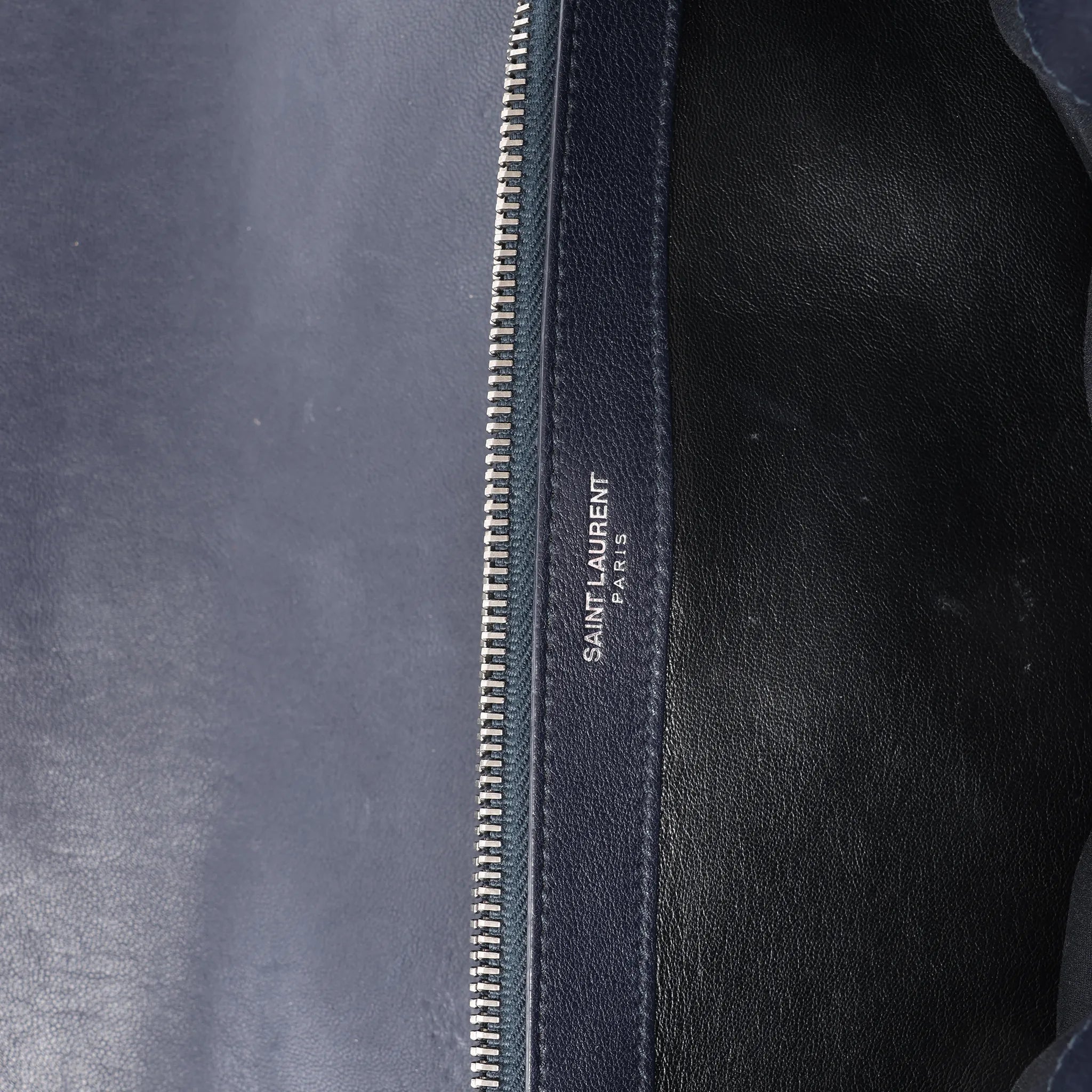 Saint Laurent Paris College Monogramme Leather Chain Handbag in Navy Blue 392738