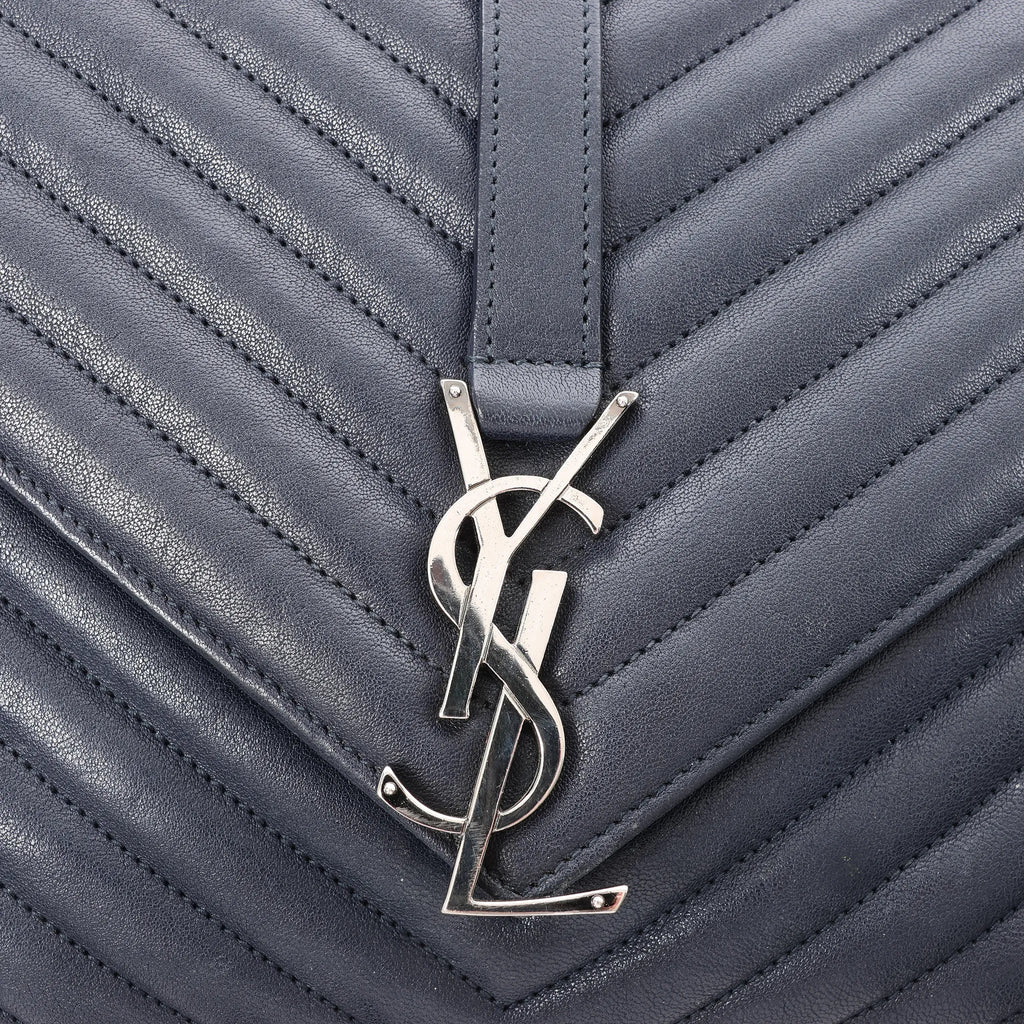 Saint Laurent Paris College Monogramme Leather Chain Handbag in Navy Blue 392738