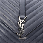Saint Laurent Paris College Monogramme Leather Chain Handbag in Navy Blue 392738