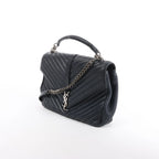 Saint Laurent Paris College Monogramme Leather Chain Handbag in Navy Blue 392738