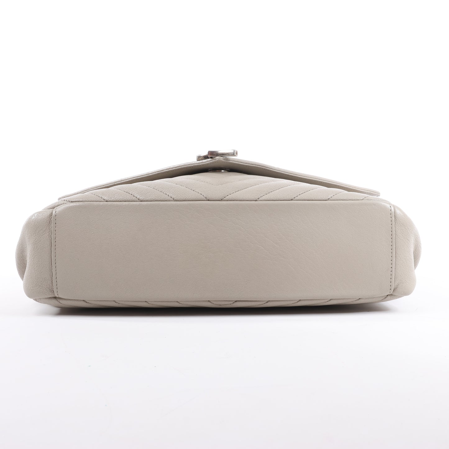 Sac bandoulière chaîne en cuir Saint Laurent Paris College, gris 392738