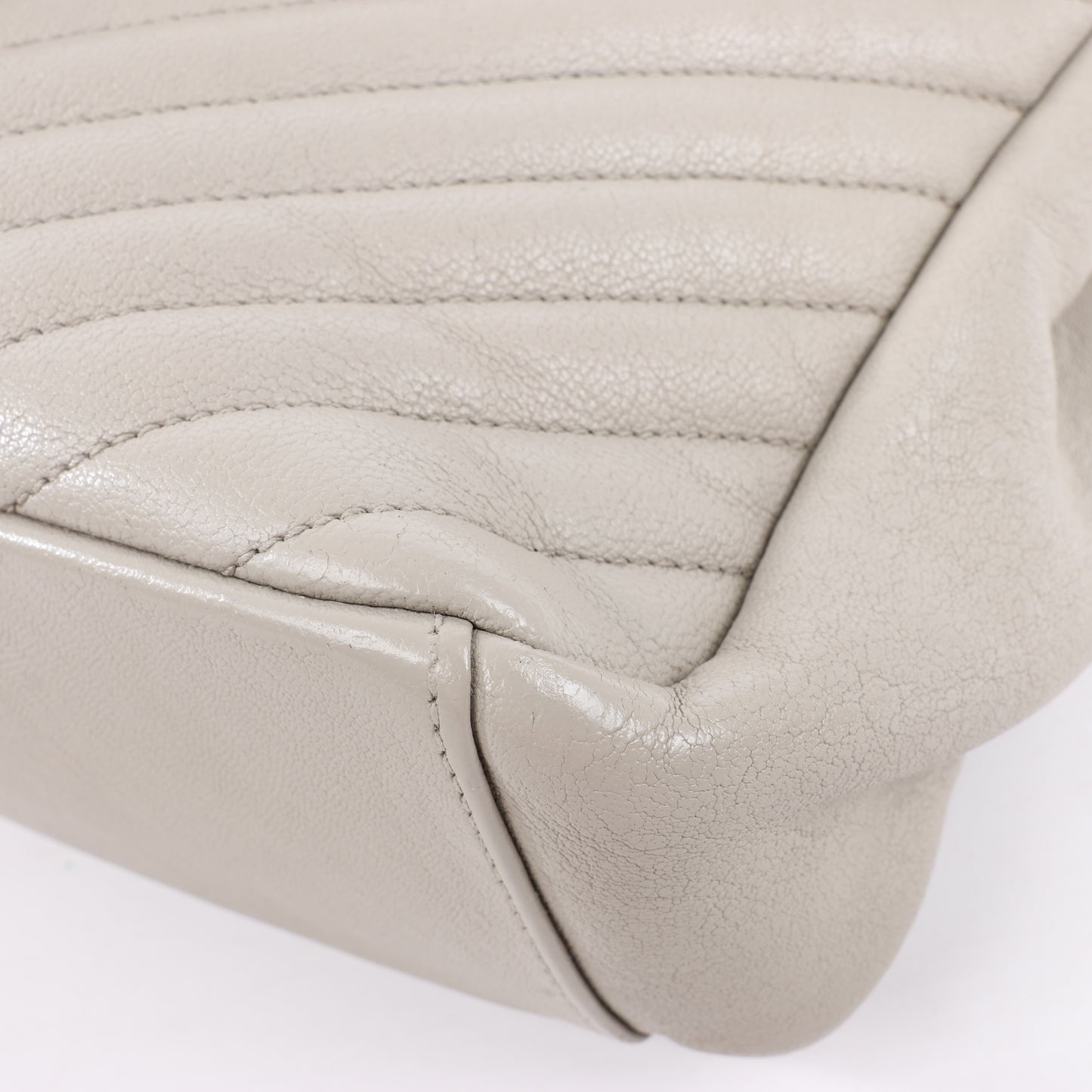 Sac bandoulière chaîne en cuir Saint Laurent Paris College, gris 392738