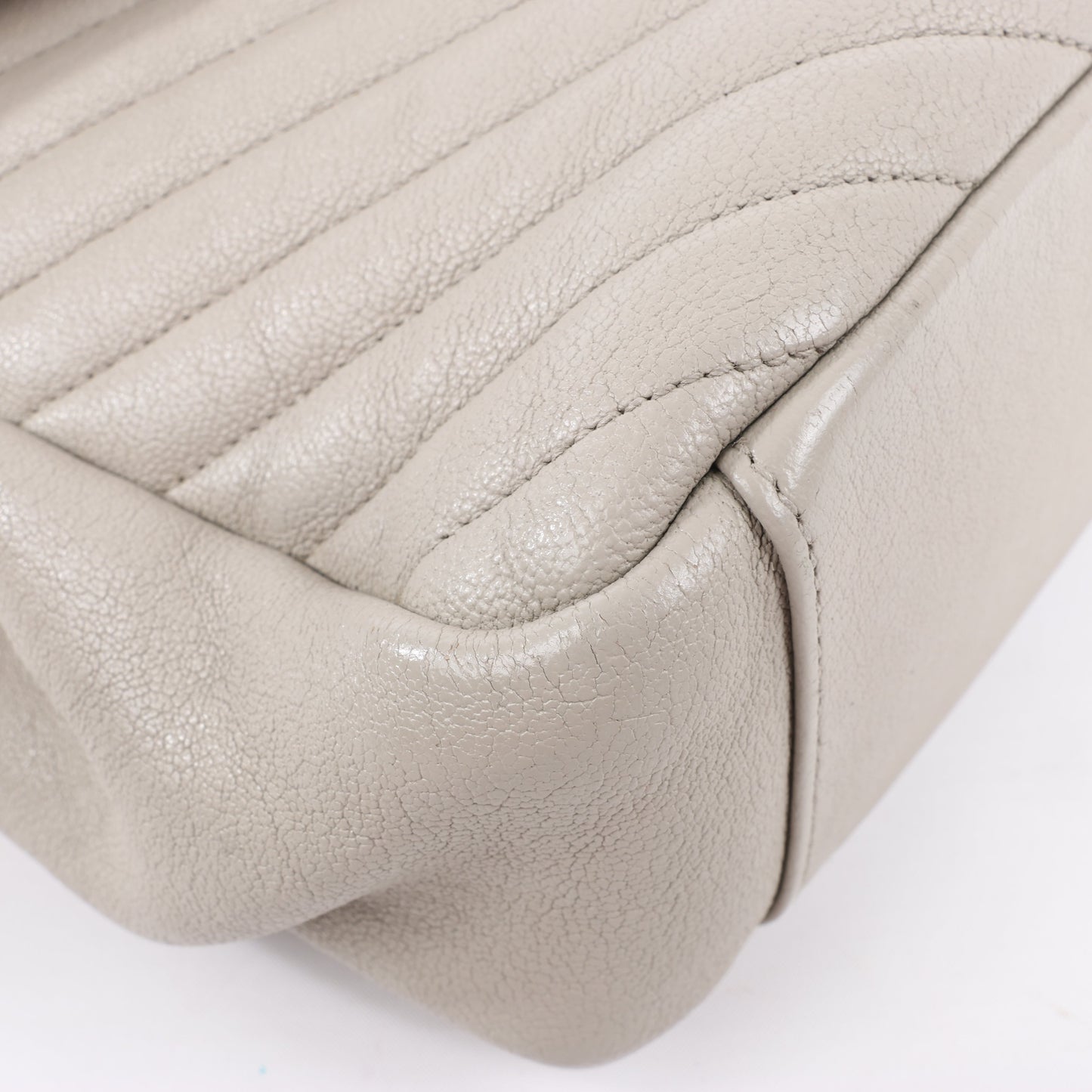 Saint Laurent Paris College Leather Chain Shoulder Bag in Gray 392738