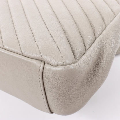 Sac bandoulière chaîne en cuir Saint Laurent Paris College, gris 392738