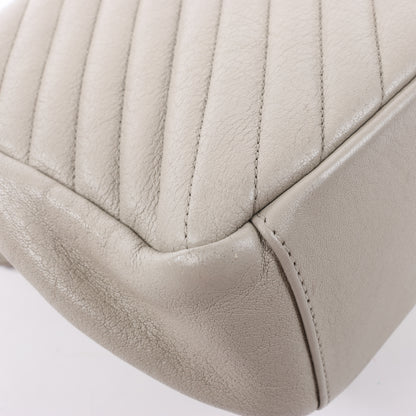 Sac bandoulière chaîne en cuir Saint Laurent Paris College, gris 392738