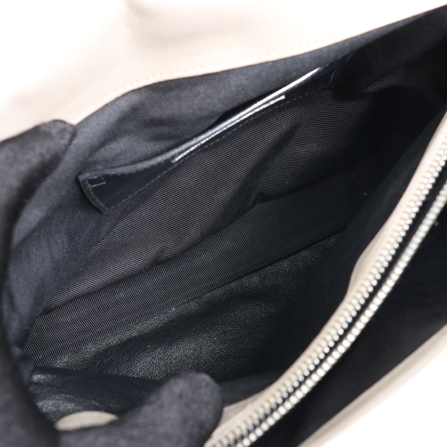 Sac bandoulière chaîne en cuir Saint Laurent Paris College, gris 392738