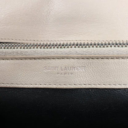 Sac bandoulière chaîne en cuir Saint Laurent Paris College, gris 392738