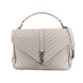 Saint Laurent Paris College Leather Chain Shoulder Bag in Gray 392738