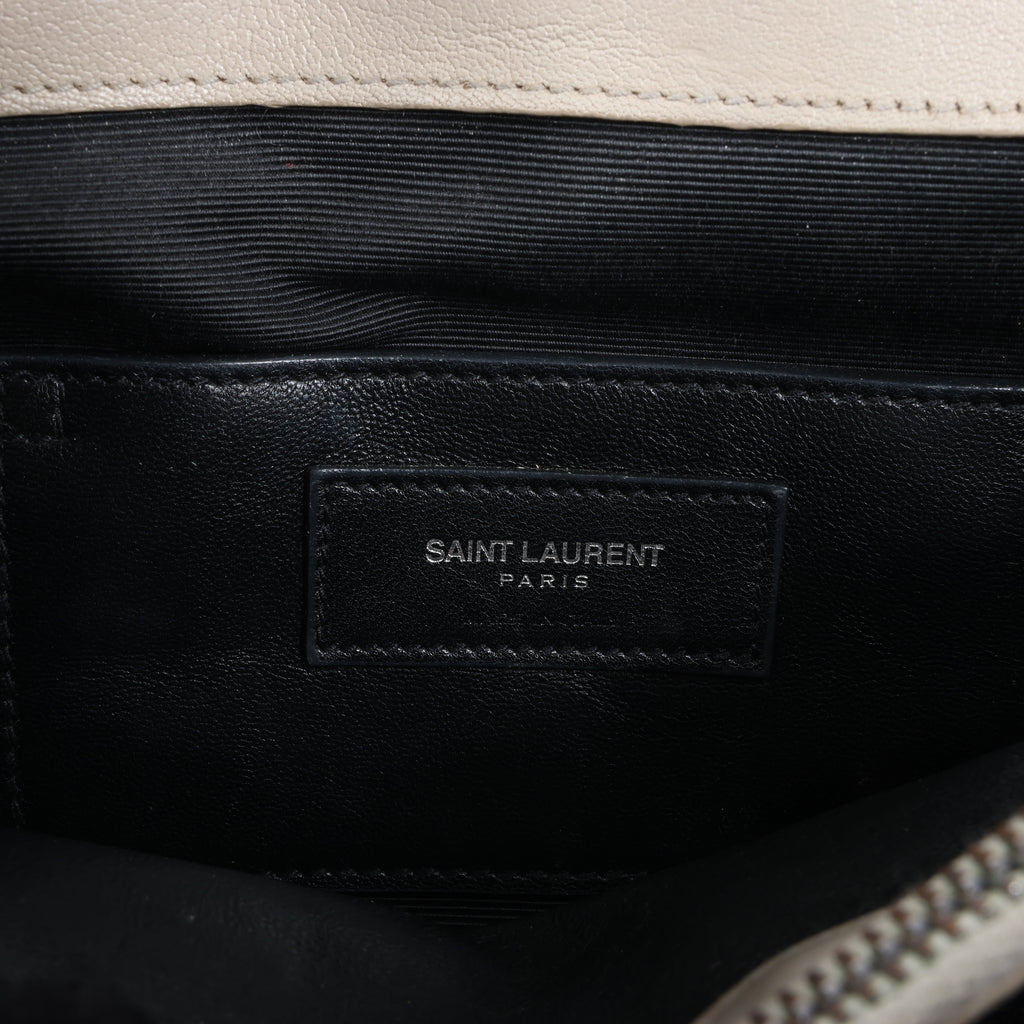 Saint Laurent Paris College Leather Chain Shoulder Bag in Gray 392738