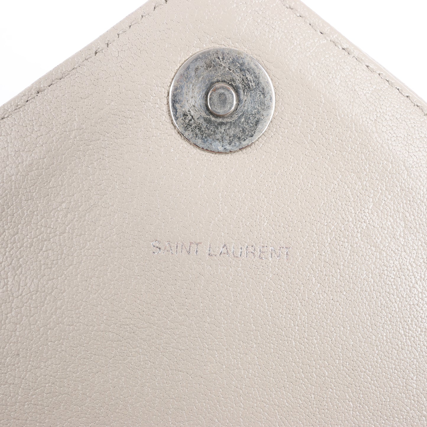 Sac bandoulière chaîne en cuir Saint Laurent Paris College, gris 392738