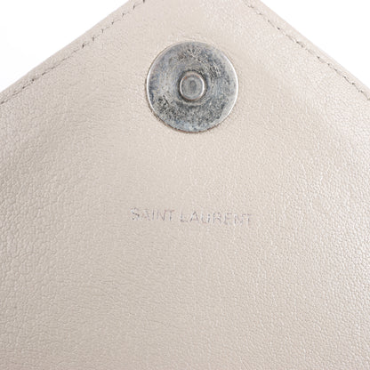 Sac bandoulière chaîne en cuir Saint Laurent Paris College, gris 392738