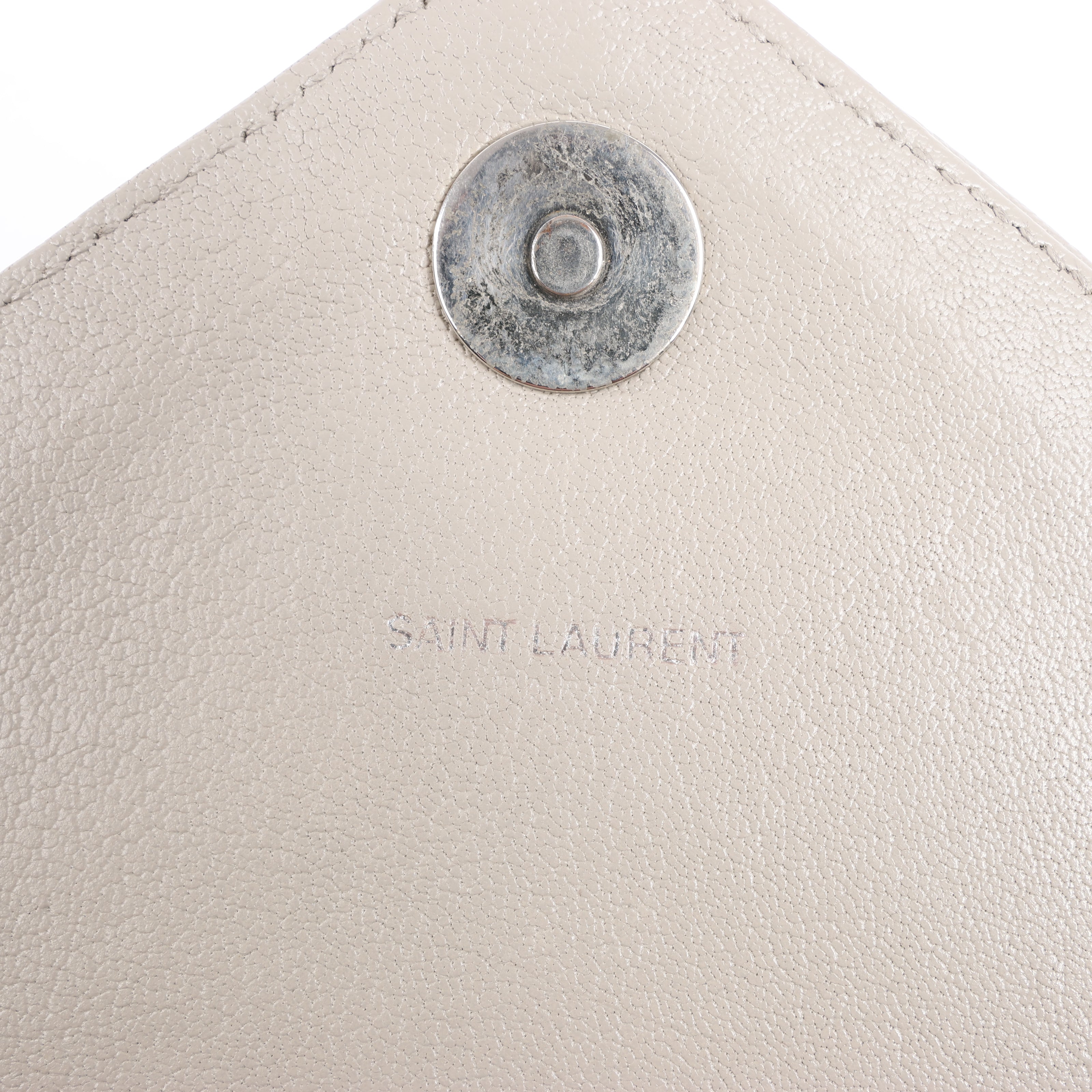 Saint Laurent Paris College Leather Chain Shoulder Bag in Gray 392738