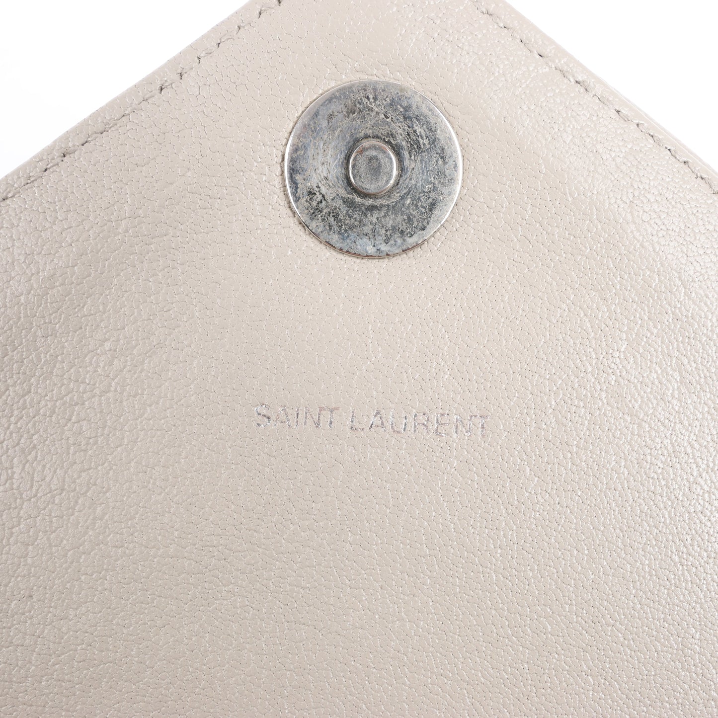 Saint Laurent Paris College Leather Chain Shoulder Bag in Gray 392738