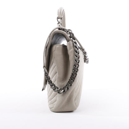 Sac bandoulière chaîne en cuir Saint Laurent Paris College, gris 392738