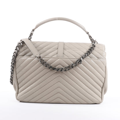 Saint Laurent Paris College Leather Chain Shoulder Bag in Gray 392738