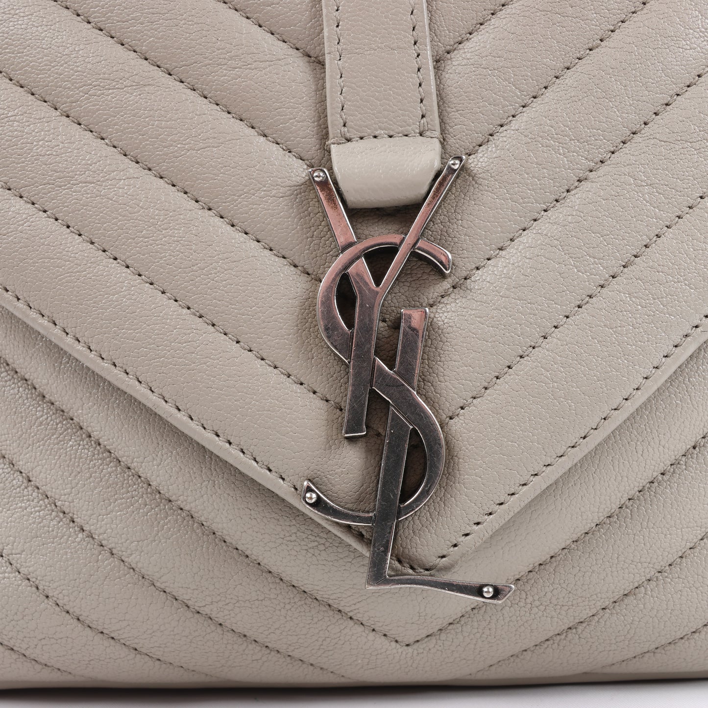 Sac bandoulière chaîne en cuir Saint Laurent Paris College, gris 392738